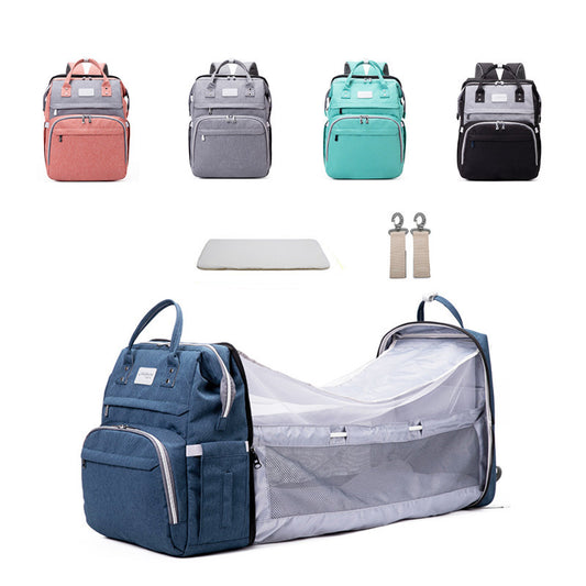 Diaper Bag Backpack with Foldable Crib