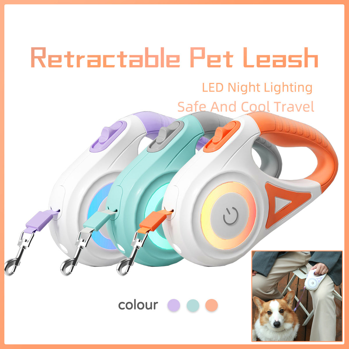 LED Retractable Pet Leash & Collar Set