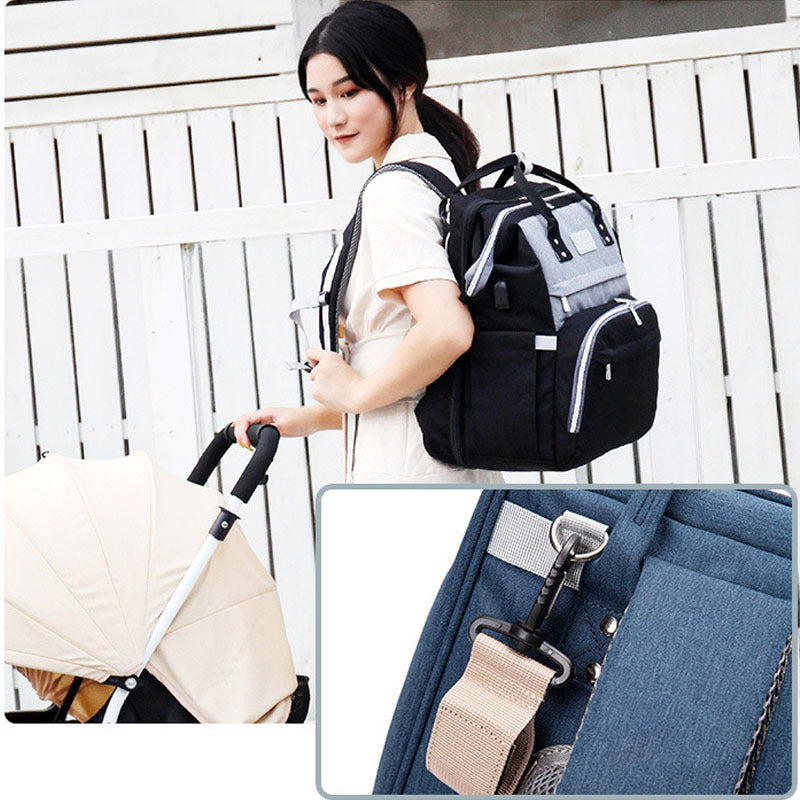 Diaper Bag Backpack with Foldable Crib