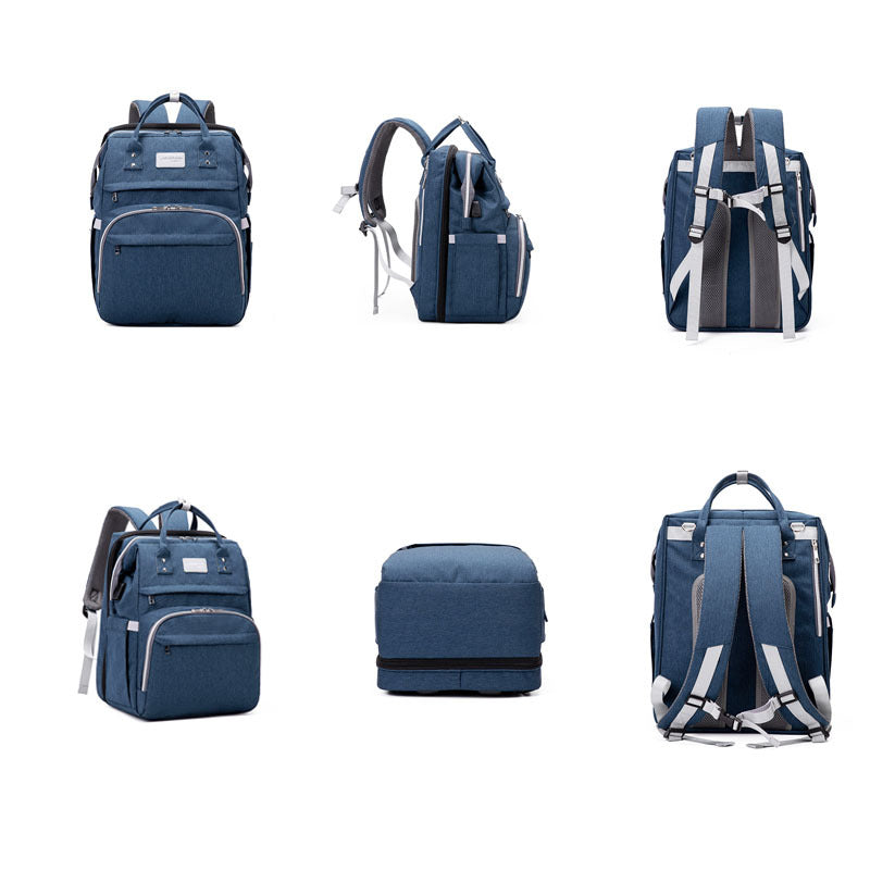 Diaper Bag Backpack with Foldable Crib